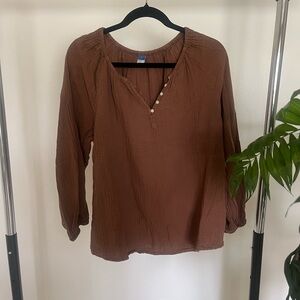 Brown Long Sleeve Women's Top